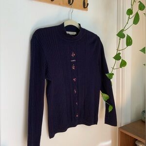 Dark Blue High-Neck Sweater